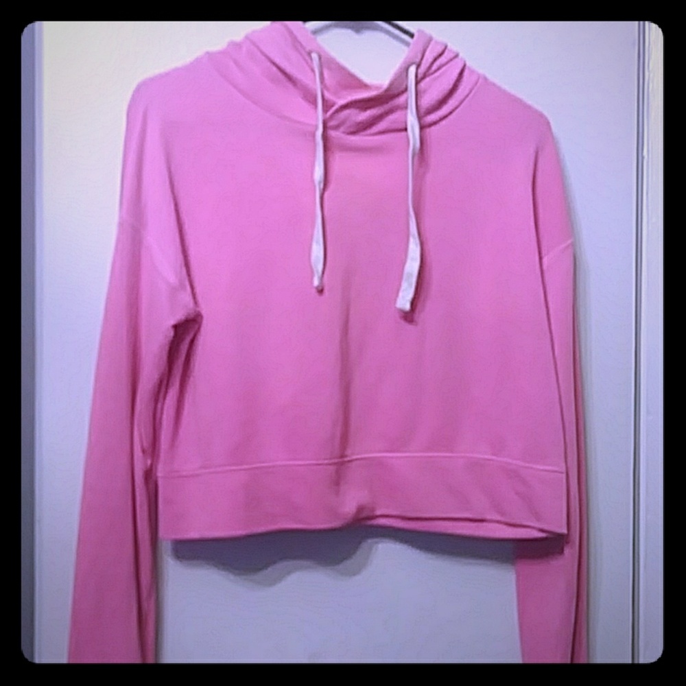 Hot pink cropped hoodie XS